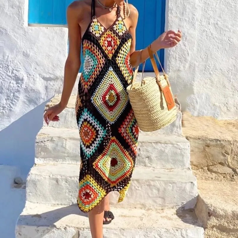 Vestido Boho Midi em Crochê - Handmade