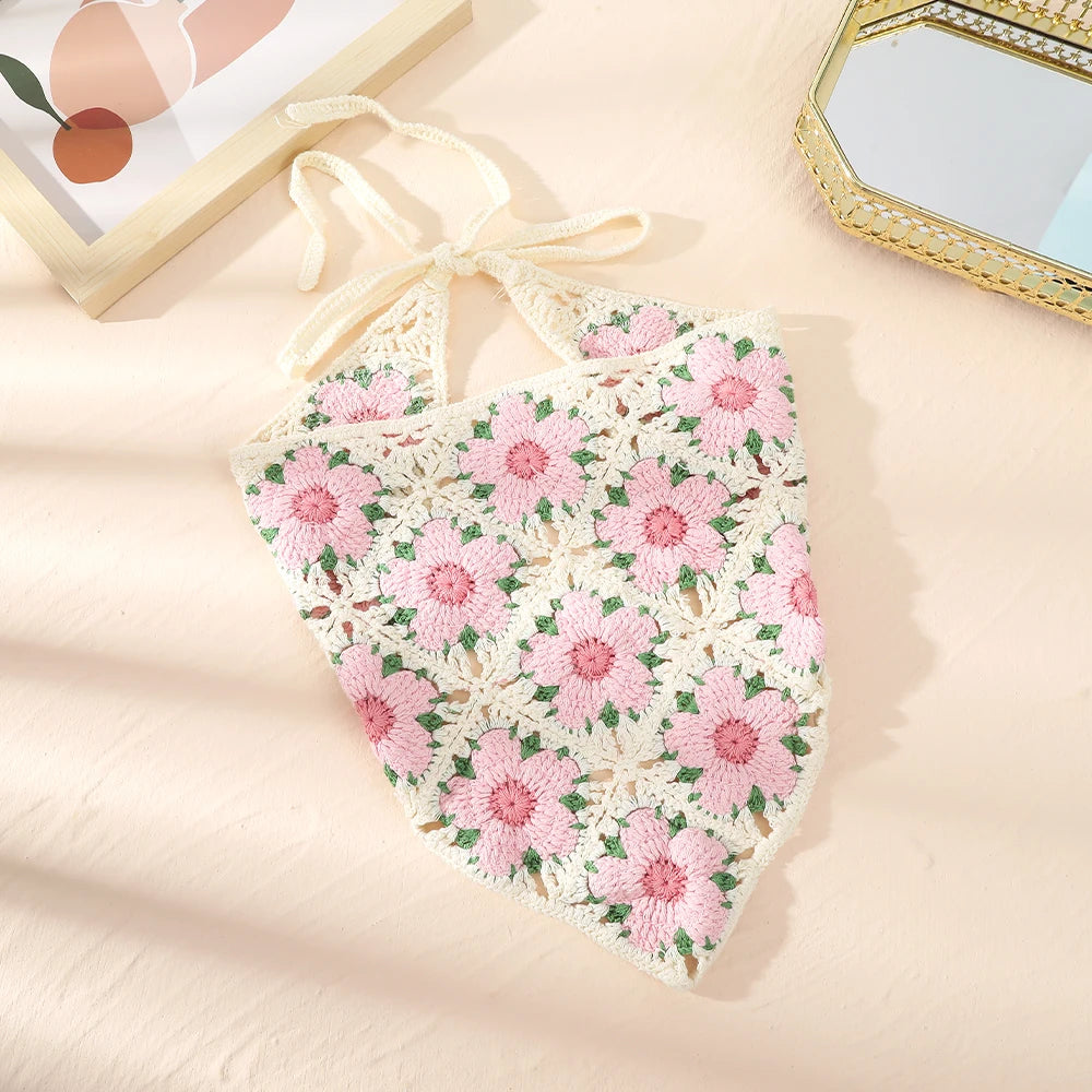 Bandana de Crochê Flores
