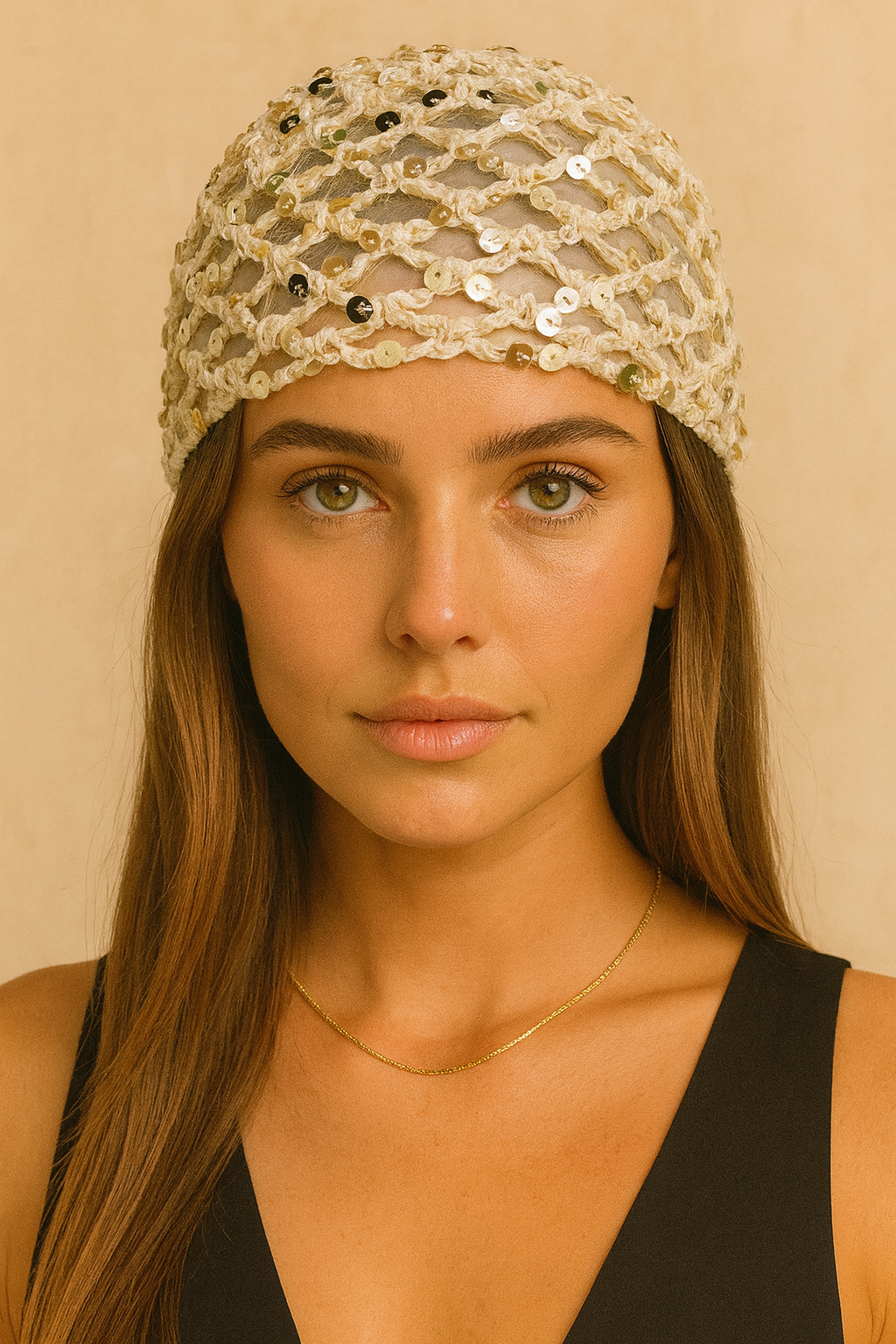 Touca Brilho Carioca – Crochet com Paetês
