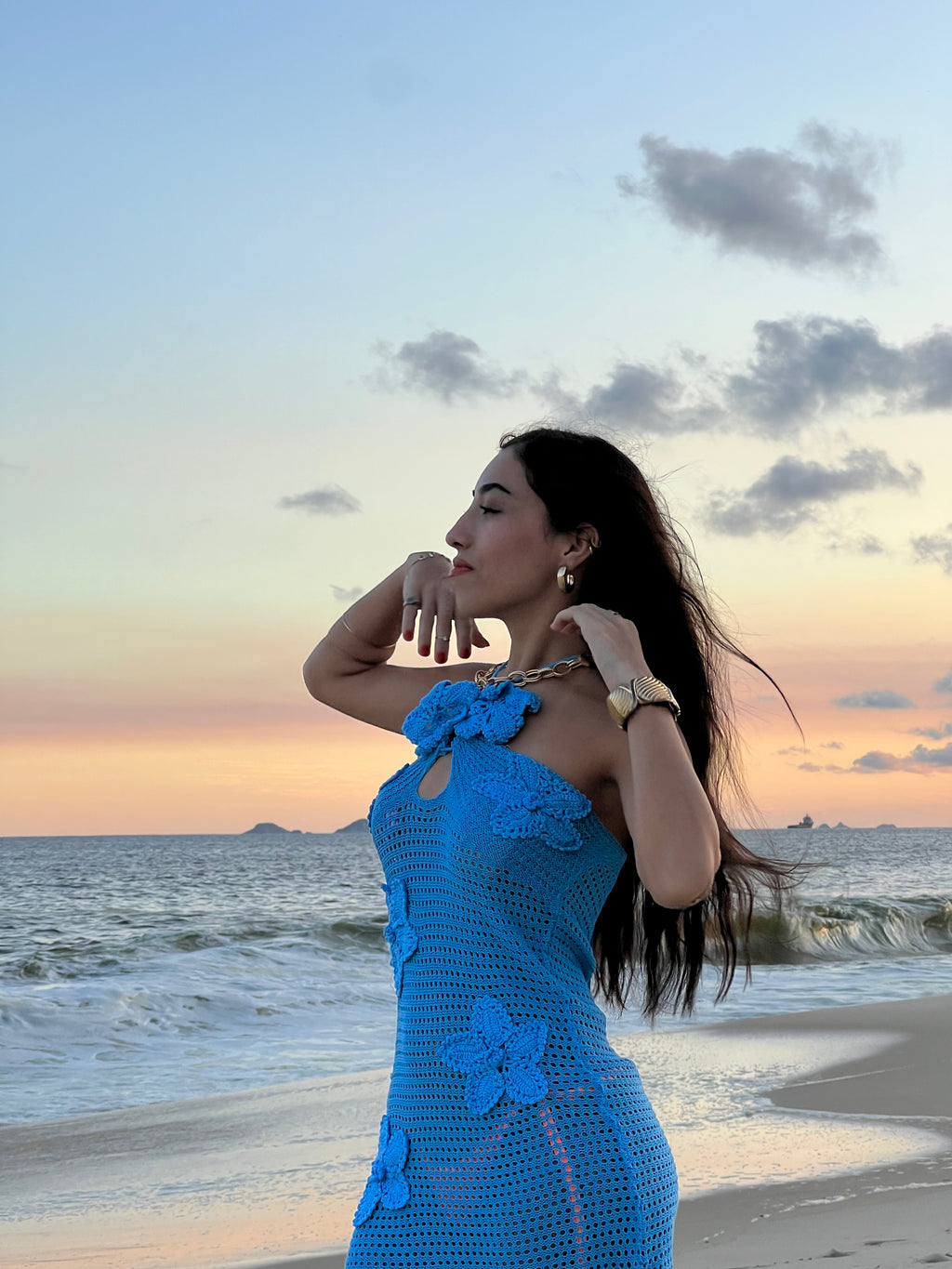 🌿 Vestido Longo Crochê 3D – Rio Samba Crochet 🌿
