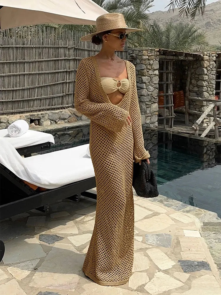 Vestido Longo Crochê Areias Tropicais