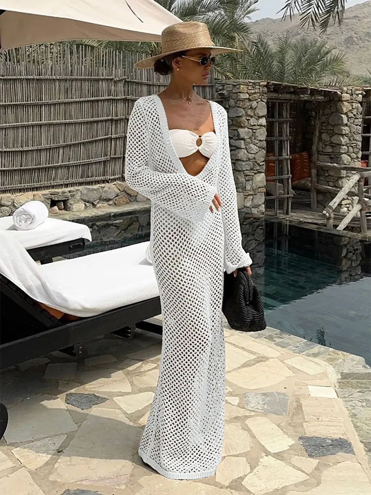 Vestido Longo Crochê Areias Tropicais