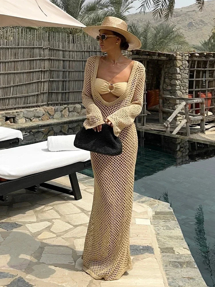 Vestido Longo Crochê Areias Tropicais