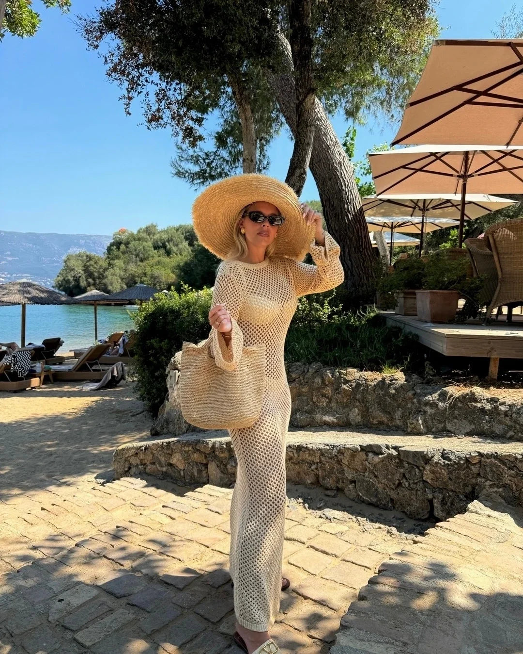 Vestido Longo Crochê Areias Tropicais