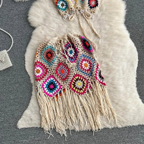 🌴 Conjunto Boho em Crochê – Top + Saia com Franjas | Rio Samba Crochet