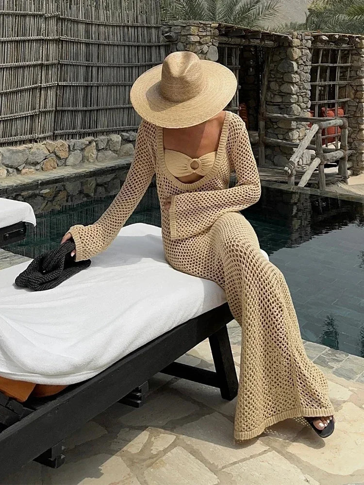Vestido Longo Crochê Areias Tropicais